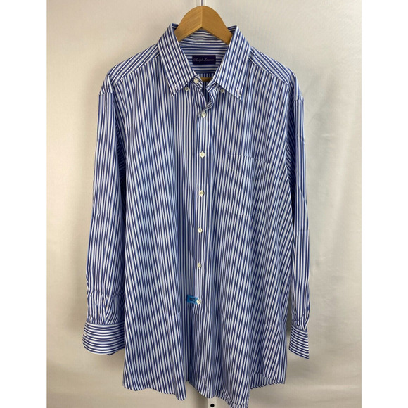 Ralph Lauren Other - Ralph Lauren Purple Label Men’s Cotton Dress Shirt Blue White Stripe Italy XL